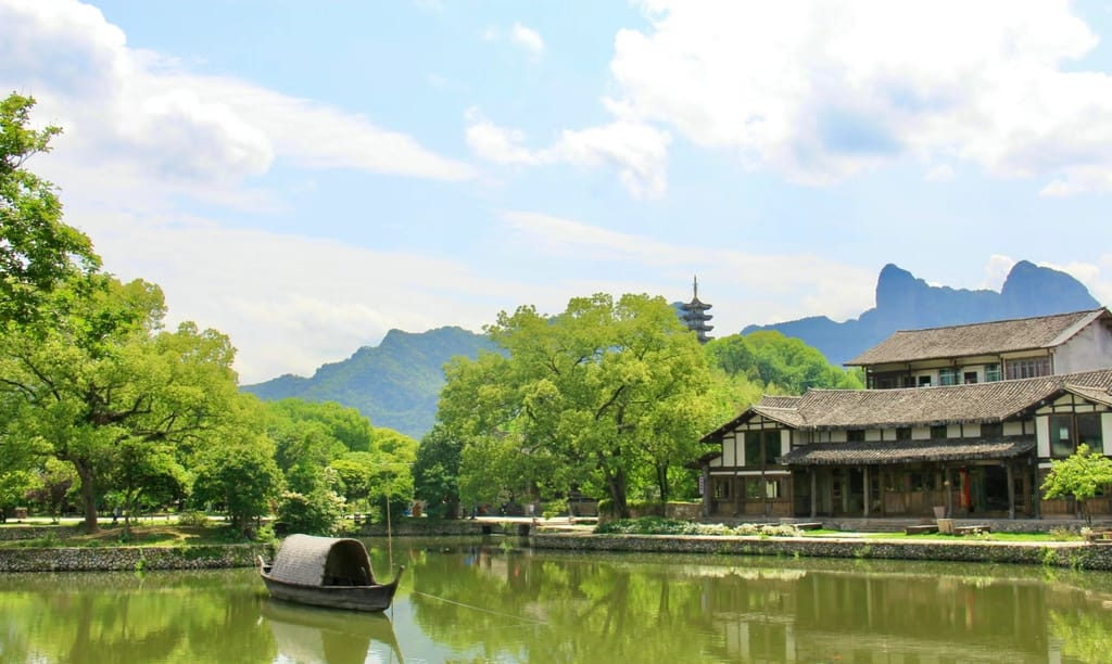 A scenic view of nanxi river ancient villages