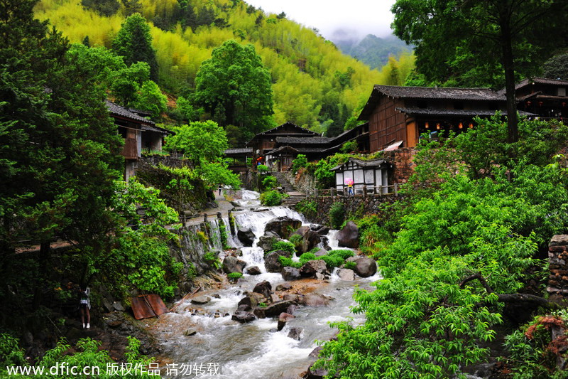 A scenic view of nanxi river ancient villages