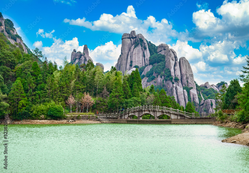A scenic view of ningde taimushan temple