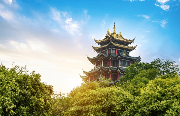 A scenic view of pagoda at haiqing temple