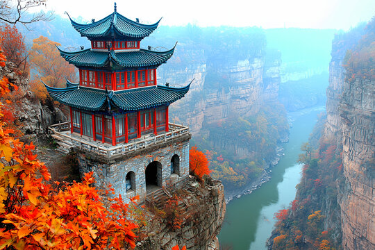 A scenic view of pagoda at haiqing temple