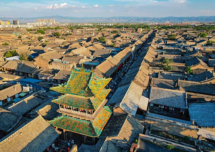 A scenic view of pingyao ancient city