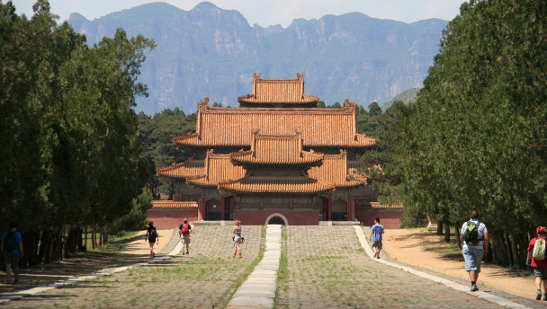 A scenic view of Qing Western Tombs