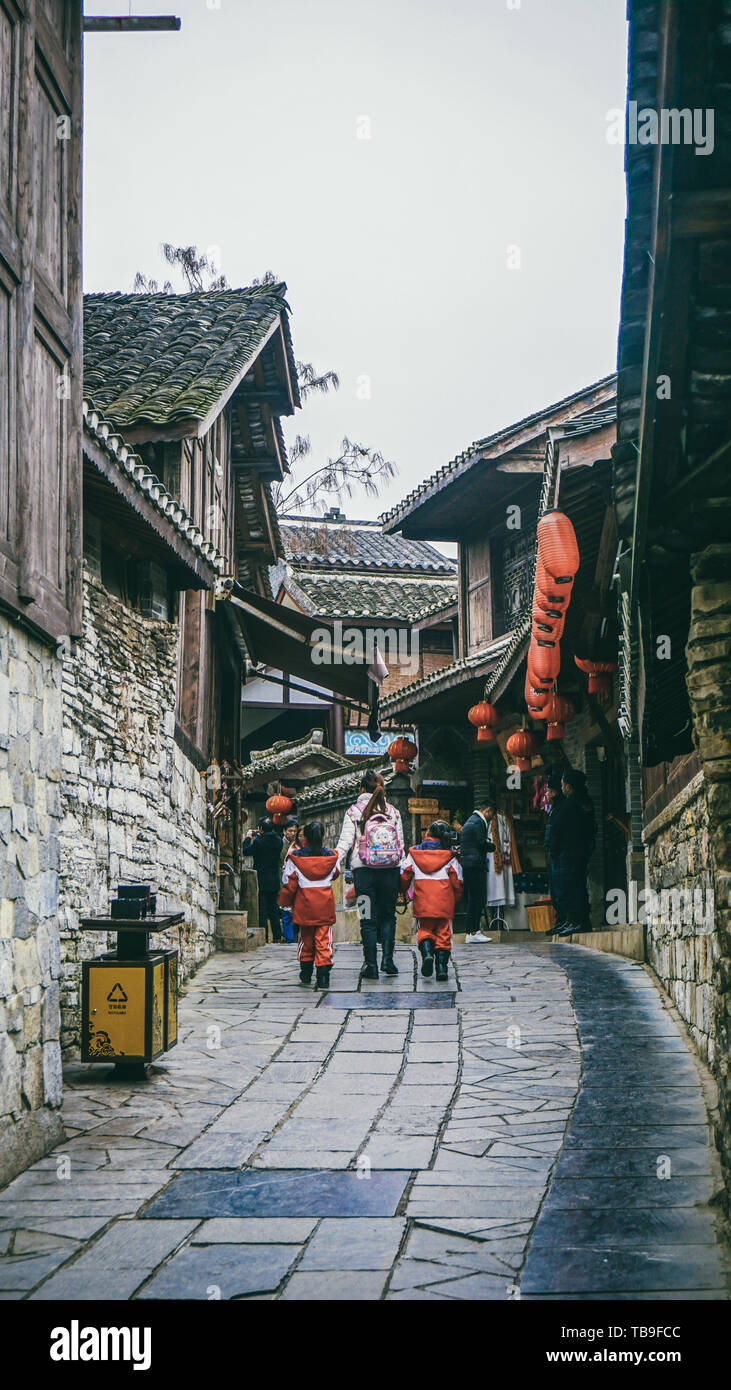 A scenic view of qingyan ancient town
