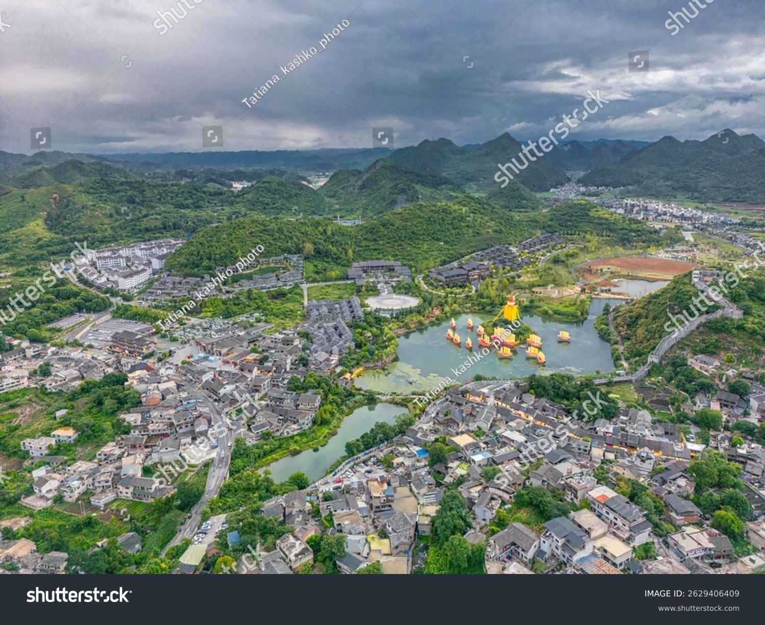 A scenic view of qingyan ancient town