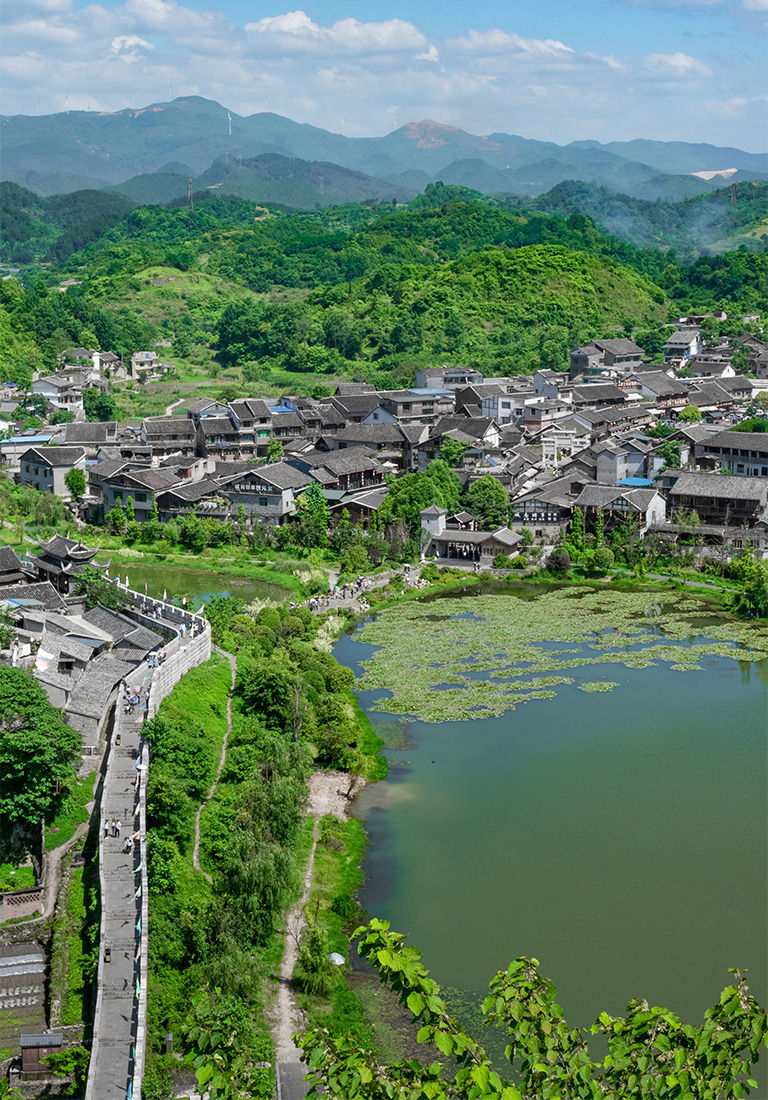 A scenic view of qingyan ancient town