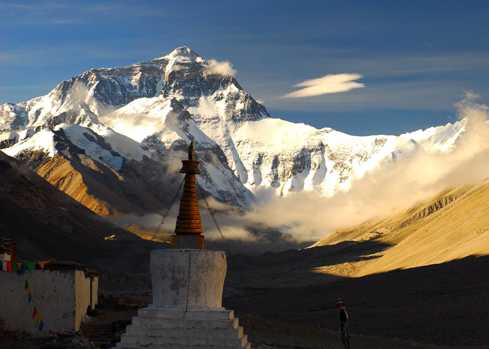 A scenic view of rongbuk monastery