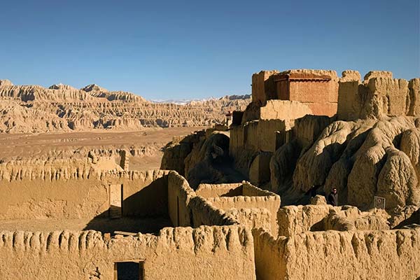 A scenic view of ruins of guge kingdom