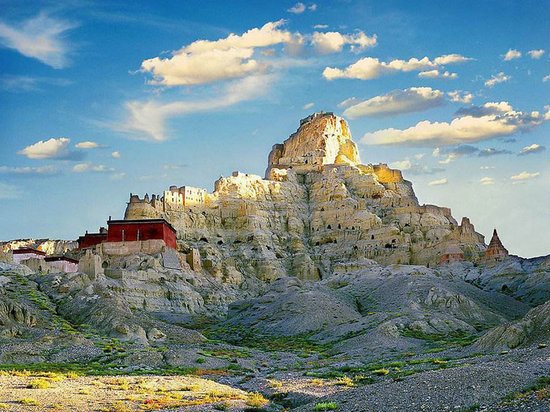 A scenic view of ruins of guge kingdom