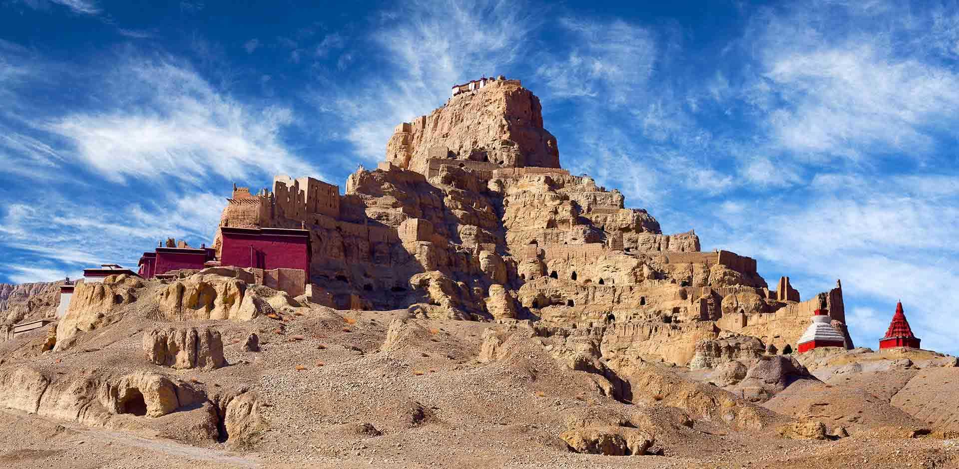 A scenic view of ruins of guge kingdom