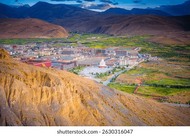 A scenic view of sakya monastery complex