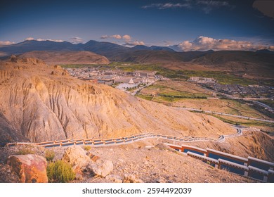 A scenic view of sakya monastery complex