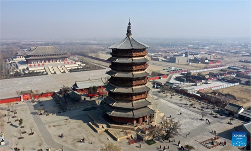A scenic view of Sakyamuni Pagoda Of Fogong Temple