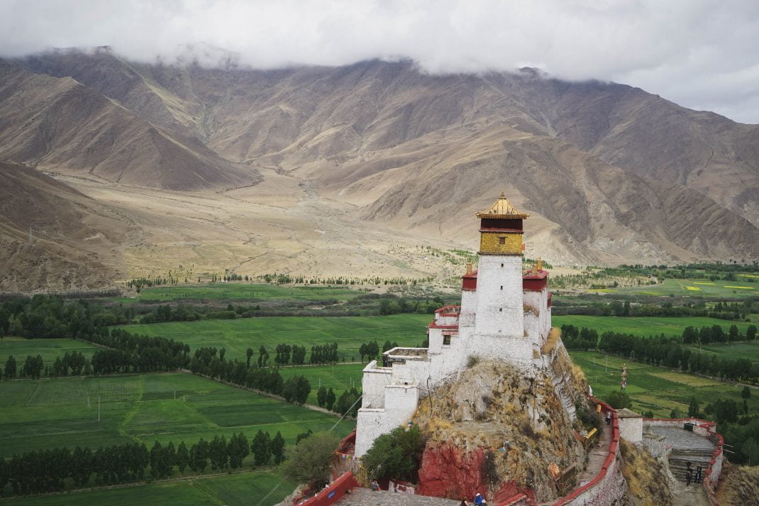 A scenic view of samye monastery complex
