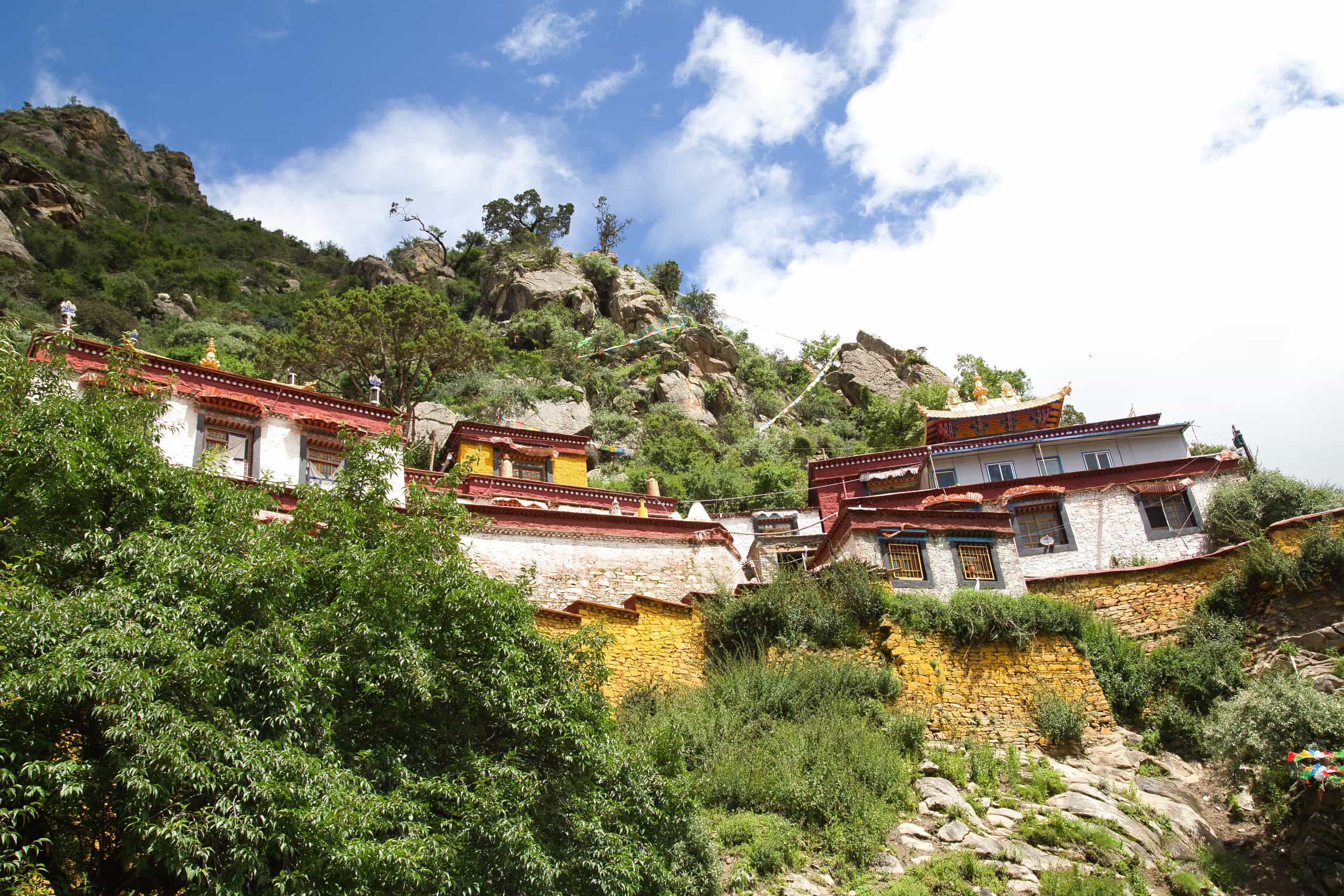 A scenic view of samye monastery complex