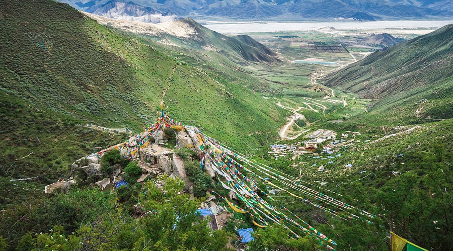 A scenic view of samye monastery complex