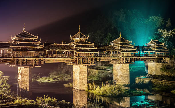 A scenic view of sanjiang chengyang wind and rain bridge
