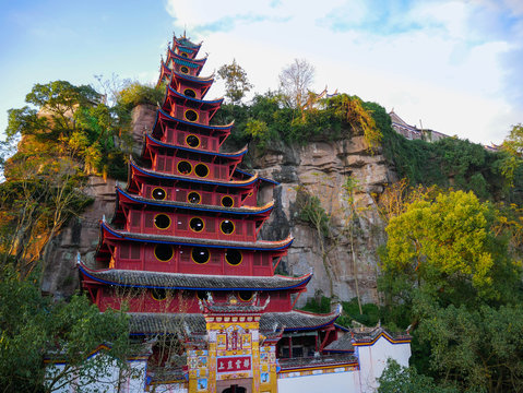 A scenic view of shibaozhai_heritage