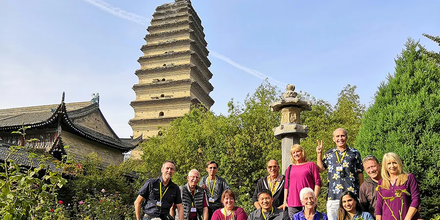 A scenic view of small_wild_goose_pagoda