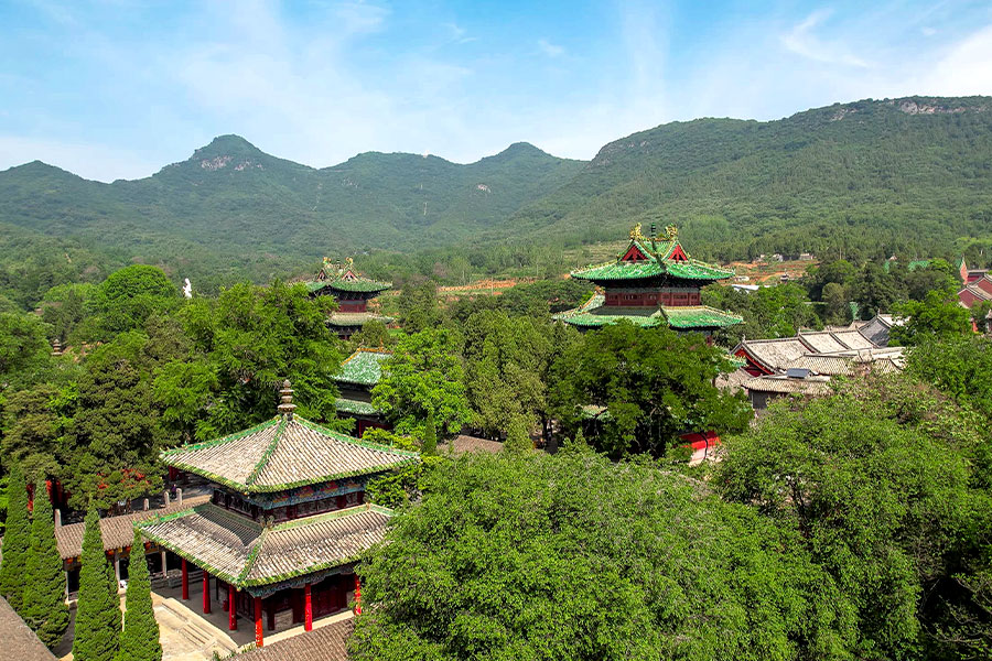 A scenic view of Songshan Temple Pagodas