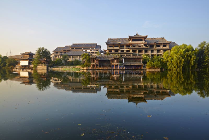 A scenic view of Taierzhuang Ancient City