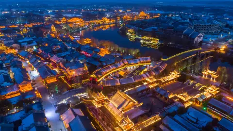 A scenic view of Taierzhuang Ancient City