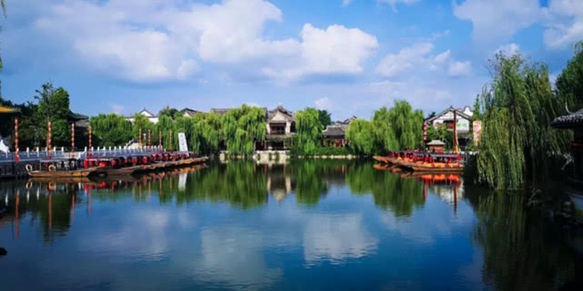 A scenic view of Taierzhuang Ancient City