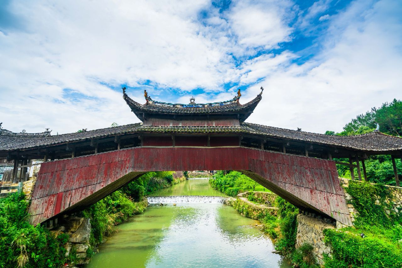 A scenic view of taishun covered bridges