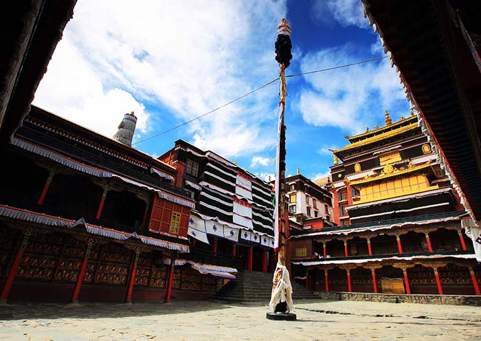 A scenic view of tashilhunpo monastery complex