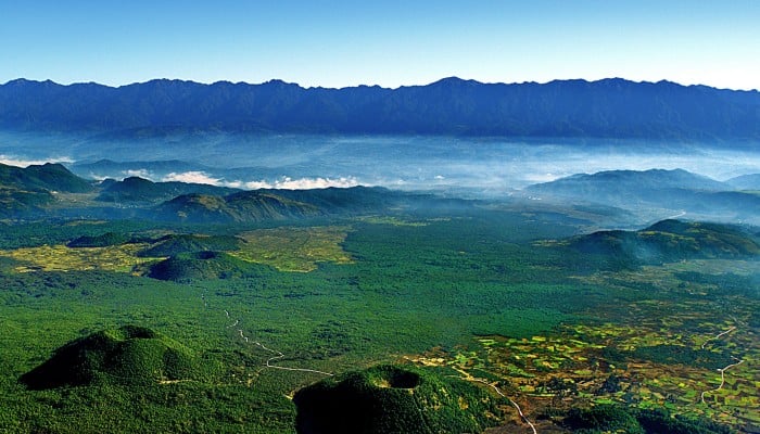 A scenic view of tengchong geothermal volcanic scenic area