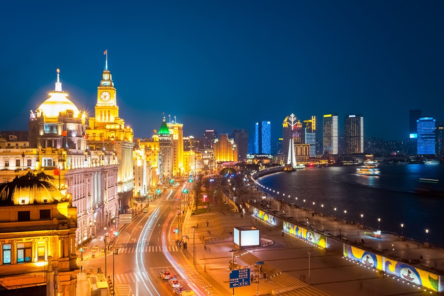 A scenic view of the bund shanghai