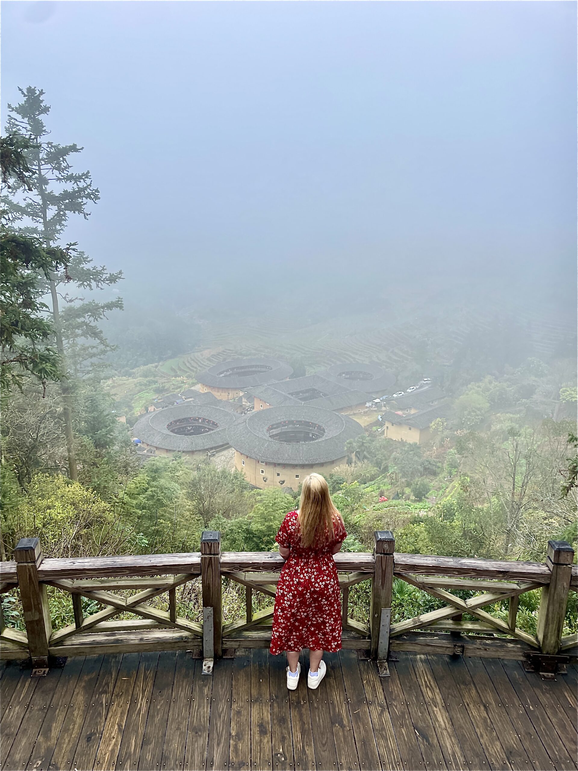 A scenic view of tianluokeng tulou cluster