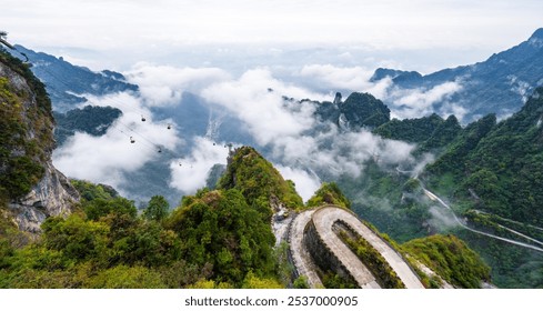 A scenic view of Tianmen Mountain