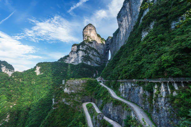 A scenic view of Tianmen Mountain
