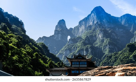 A scenic view of Tianmen Mountain