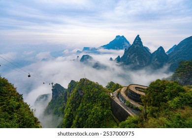A scenic view of Tianmen Mountain
