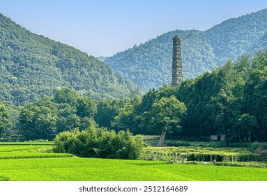 A scenic view of tiantai mountain buddhist temple