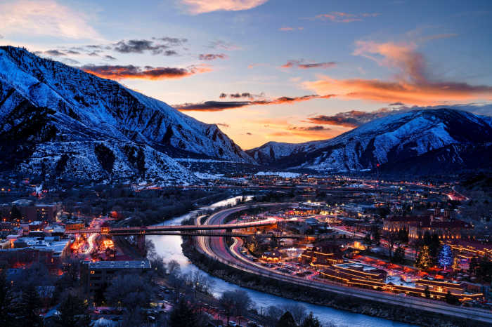 A scenic view of Warm Spring Town