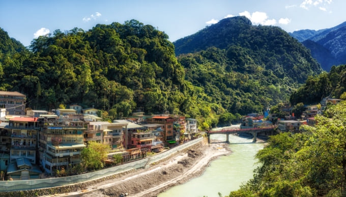 A scenic view of Warm Spring Town