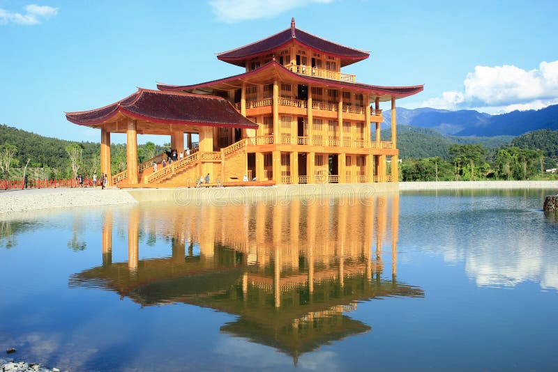 A scenic view of water_and_land_temple