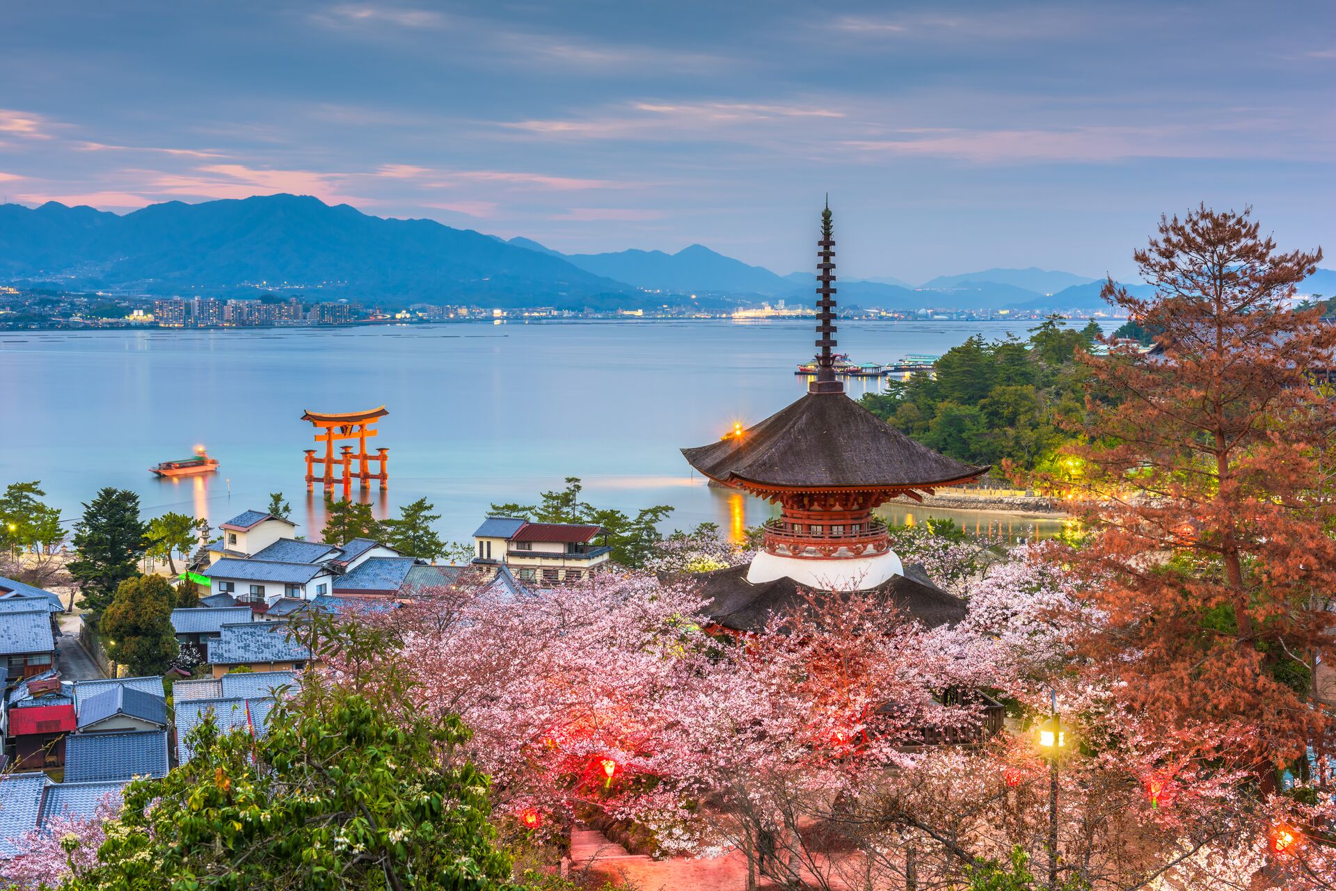 A scenic view of water_and_land_temple