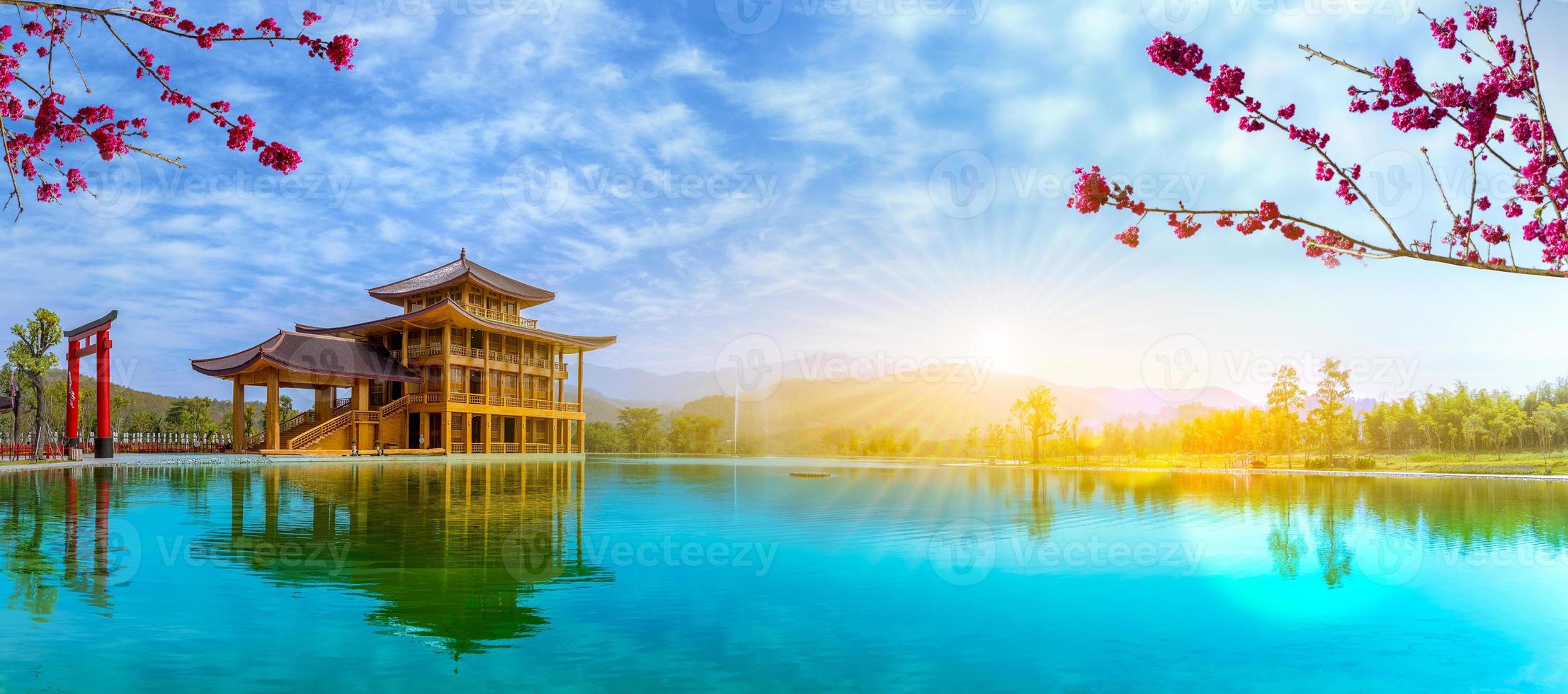 A scenic view of water_and_land_temple