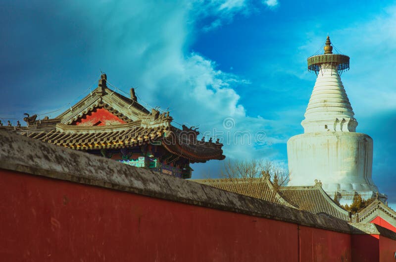 A scenic view of Wubian Temple White Pagoda