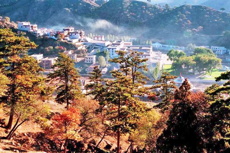 A scenic view of wudangzhao_monastery