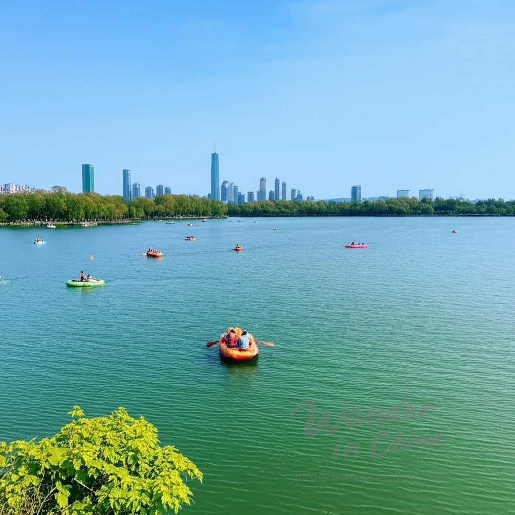 A scenic view of Wuhan East Lake
