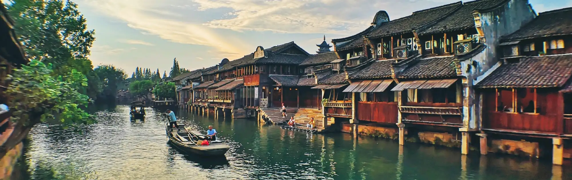 A scenic view of wuzhen ancient town