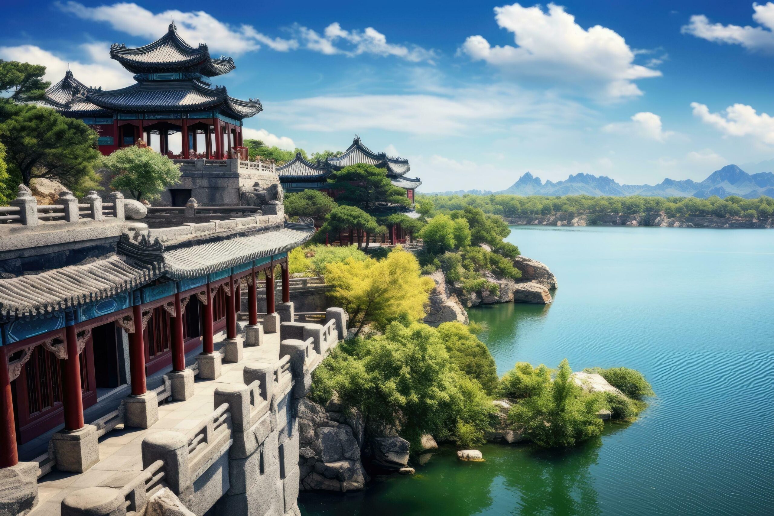 A scenic view of Xiangji Ping Ancient Buildings