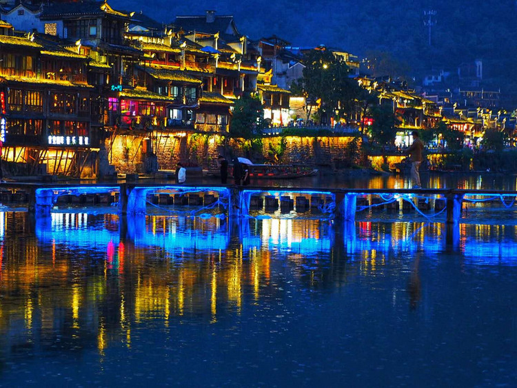 A scenic view of Xiangxi Phoenix Ancient City Buildings