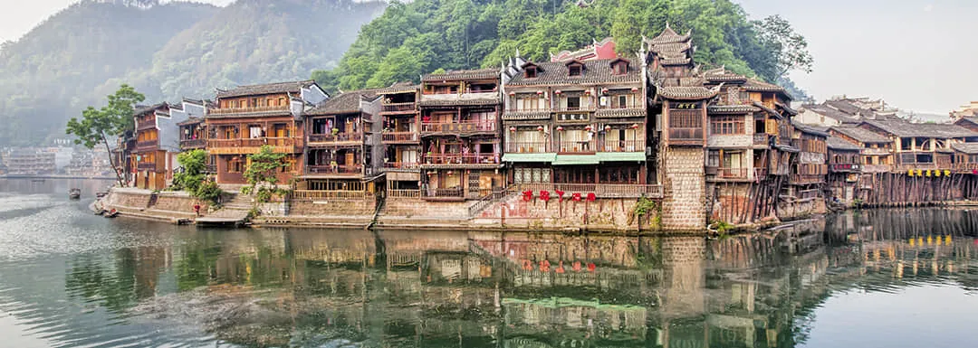 A scenic view of Xiangxi Phoenix Ancient City Buildings