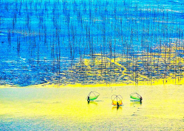 A scenic view of xiapu mudflat